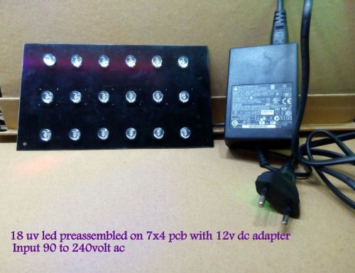 LED With 385-410 nm Uv Light pcb  18 UV led 8mm wide angle DIY PCB  90-240 volt