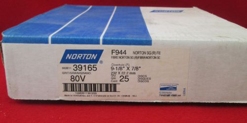 Norton Red Heat Fiber Discs 9-1/8&#034;X 7/8&#034; 80 Grit (25 Pack) F944 sealed