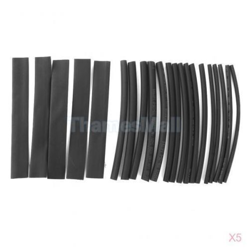 5x 20PCS PVC Assorted Heat Shrinkable Tubing Wire Cable Sleeve 4 Sizes Black