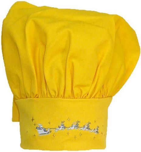 Santa Christmas Eve Reindeer Sleigh Chef Hat Adult Yellow Adjust Bakery Monogram