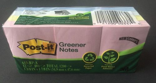 Post-it Greener Notes 1 3/8 IN X 1 7/8 IN 12 Pads/Pack (653-RP-A)