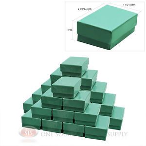 25 Teal Blue Cotton Filled Jewelry Gift Boxes  2 5/8&#034; X 1 1/2&#034;