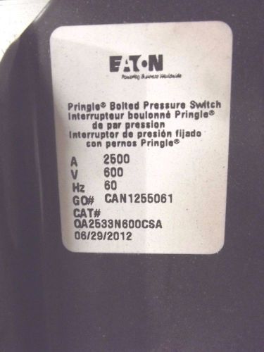 Eaton pringle bolted pressure switch qa2533n600csa for sale