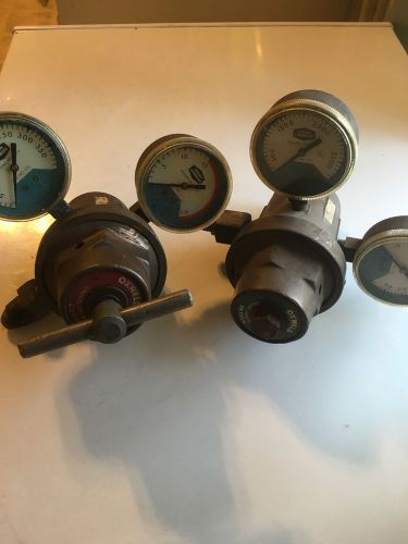 2  VINTAGE VICTOR ACETYLENE REGULATORS WITH VALVES