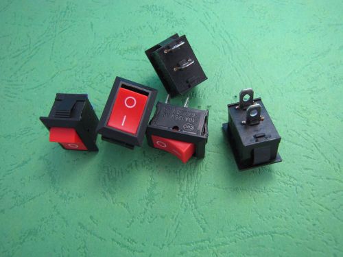 5pcs Red  Switch 2-Pin 250V6A 125V10A ON-OFF power Button 15* 21mm(W*L)