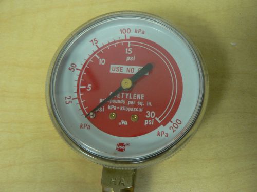 2-inch low pressure gauge for acetylene regulators 0-30 p.s.i, 1/4&#034;-18npt, 2-30 for sale
