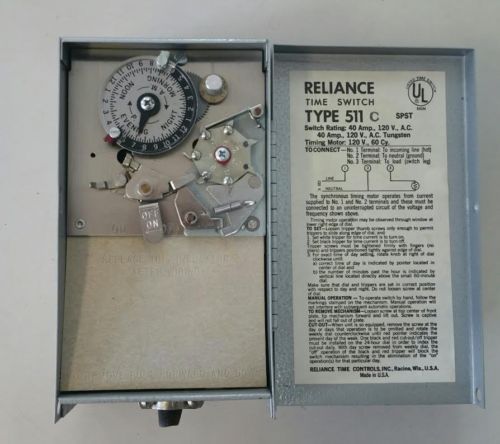 RELIANCE TIME CONTROLS TIME SWITCH ~ TYPE 511 - 511C ~ 2 Available