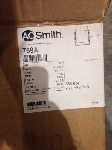 769A  1/2 HP, 1725 RPM NEW AO SMITH ELECTRIC MOTOR