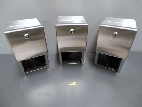 Bobrick Stainless Toilet Paper Holder Wall Mount Dispenser w/Key Lot of 3