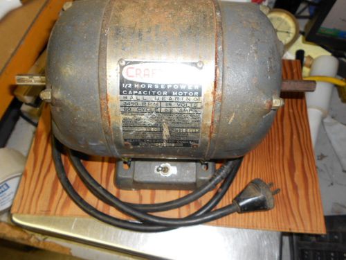 Vintage Craftsman 1/2 HP 3450 RPM electric motor dual shaft table saw jointer