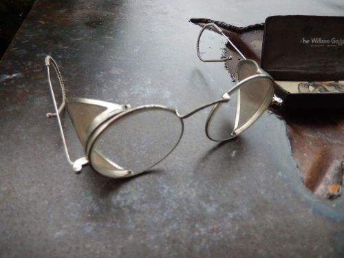 Vtg willson goggle industrial machine age motorcycle steampunk safety glasses for sale