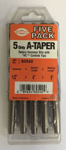 Hawera Bosch 5 Pack A-Taper Rotary Hammer Carbide Bits 1/2&#034; 60540 NEW