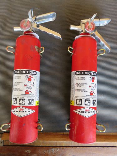 PAIR-AMEREX 2 1/2 lb. ABC FIRE EXTINGUISHERS W/VEHICLE BRACKETS 2015 CERTIFIED