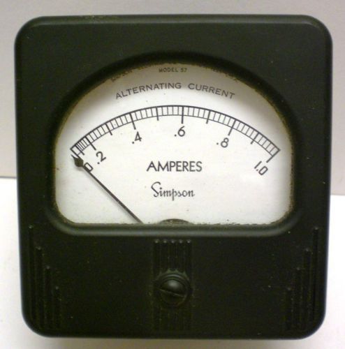AC Ammeter Simpson Model #57, 0-1 AC Amps, 3&#034; Meter  New in Box Made in USA