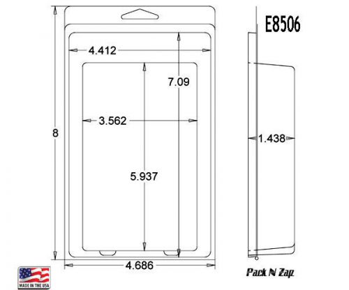 E8506: 250- 8&#034;H x 4.7&#034;W x 1.4&#034;D Clamshell Packaging Clear Plastic Blister Pack