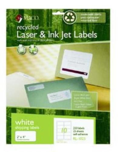 Chartpak Recycled Laser/Inkjet Labels 2&#039;&#039; x 4&#039;&#039; White 10 Per Sheet 250 Count