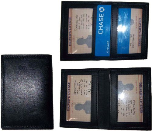 Lot of 3 New Slim Leather Credit Card, ID card. picture Holder, 2 ID windows