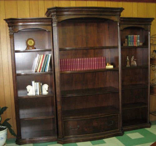 Hekman triple wide bookcase unit - old world walnut burl finish for sale