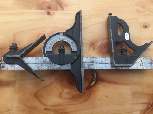 STARRETT 435-12-4R Combination Set with Square, Center and Reversible Protractor