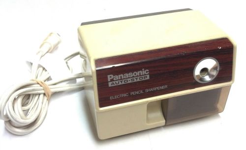 Panasonic Electric Pencil Sharpener w/ Auto-Stop Model KP-110 Tan Wood Grain Vtg