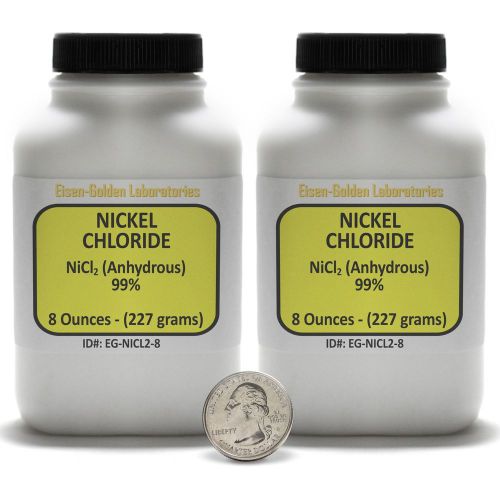Nickel Chloride [NiCl2] 99.9% ACS Grade Crystals 1 Lb in Two Plastic Bottles USA