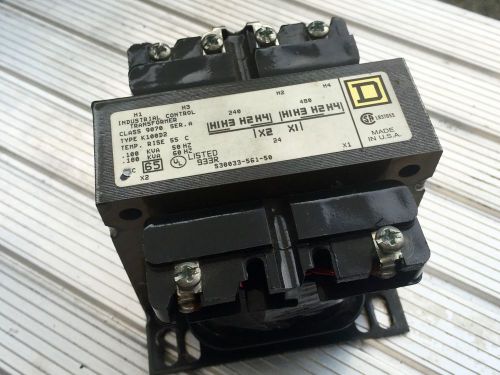 Square-D 9070 K100D2 transformer pri: 240/480V sec: 24V USA made 0.100 KVA