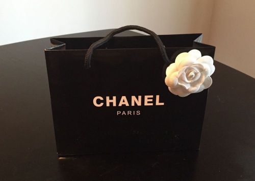 1 Chanel Empty Black Small Shopping Bag,1 Chanel Camellia,1 Card of Authenticity