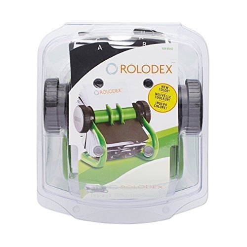 Rolodex Open Rotary Card File w/200 2-5/8 x 4 in, Card Sleeves &amp; 24 Guides Green