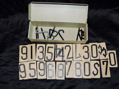 Vintage micro sign black plastic numbers 2 1/2&#034; pin back signs in seconds lot 42 for sale