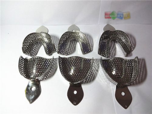 High Quality 6Pcs Stainless Dental Impression Tray set Solid Denture Instruments