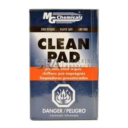 Mg chemicals 824 clean pad presaturated wipes, 91% ipa, 3x4 - 50 for sale