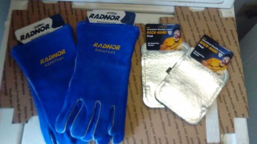 Radnor welding gloves large  2 pairs and 2 pairs of back hand pads