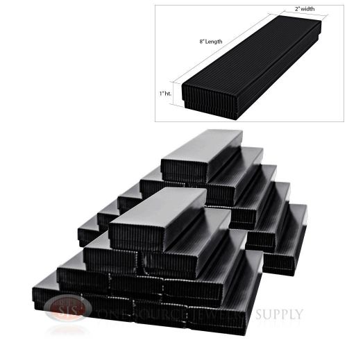 25 BLACK PINSTRIPE COTTON FILLED GIFT BOXES  8&#034; X 2&#034;