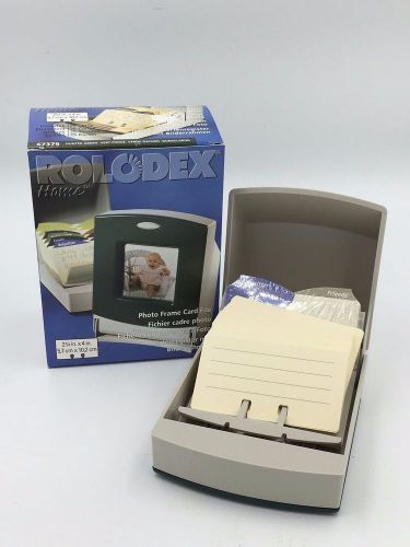 Rolodex Covered File Photo Frame New 125 Cards Dividers NIB Beige Green 1998 OF
