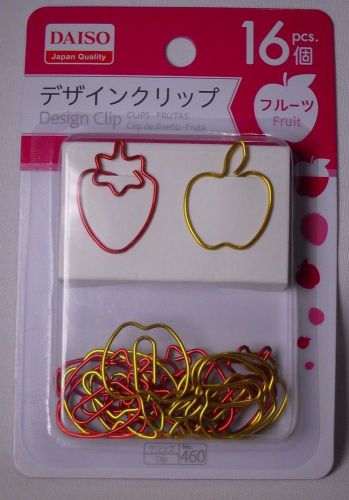 Design Clip, Fruit, Red Strawberry and Gold Apple 16 pcs