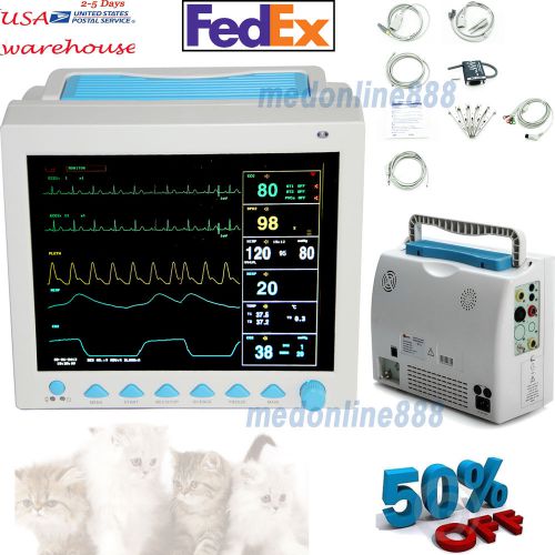 Vet/Animal/Pet Use Patient Monitor ECG/NIBP/SPO2/RESP/TEMP/PR 12.1 LCD US Seller