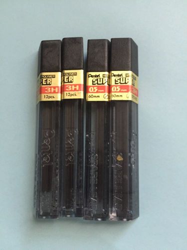 Pentel Super Hi-Polymer Mechanical Pencil Lead Refills, 0.5mm, 3H, 48 Leads