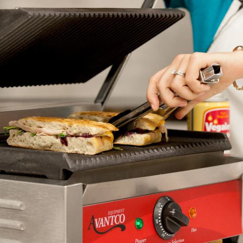 New! avantco p78 grooved commercial counter panini press sandwich grill pro for sale