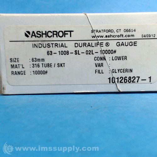 Ashcroft 63-1008-sl-02l-10000# pressure gauge fnfp for sale