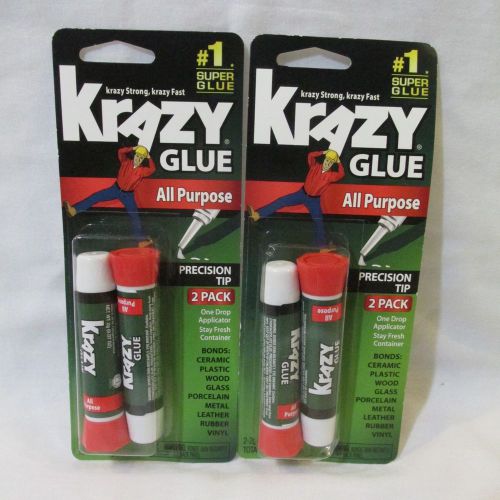 Lot of 2 krazy glue all purpose precision tip 2 pack - super glue for sale