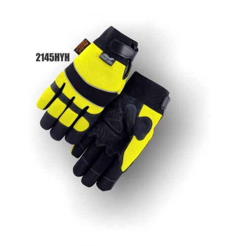 Majestic Glove Winter Mechanics Waterproof Hi-Viz Yellow Back 2145HYH Small