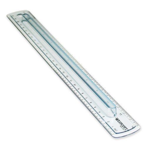 Westcott finger grip ruler, smoke plastic, inches and metric, 12-inch 00402 for sale