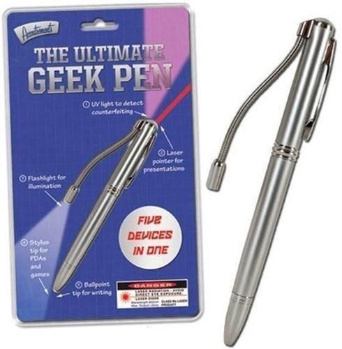 Ultimate geek pen 5 in 1 laser pointer uv light stylus tip flashlight ballpoint for sale