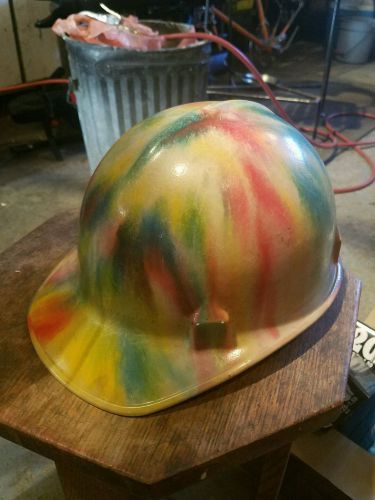 Vintage Jackson Prod. Fiberglass Hard Hat vtg hard hat Unique Tie dyed Rainbow