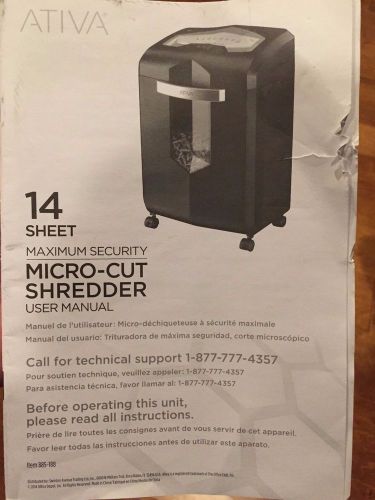 Avita Item# 885-188 14 Sheet Maximum Security Micro-Cut Shredder User Manual