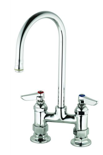 T&amp;s brass b-0326 double pantry faucet, 4-inch deck mount, 120x rigid gooseneck w for sale