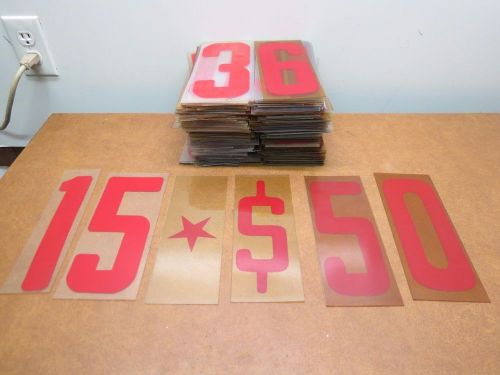 Lot of Over 300 8&#034; on 8 7/8&#034; Outdoor Sign Red Numbers Characters Plaques
