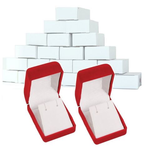 Lot of 48 pc long earring boxes showcase pendant boxes red jewelry box wholesale for sale