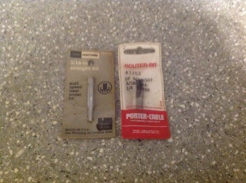 Craftsman 3/16&#034; Straight High Speed Steel Router Bit 25520 &amp; Porter Cable 5/16&#034;