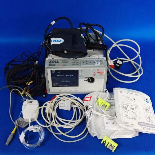 Zoll E defibrillator with cables and cuff
